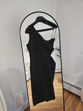 Mango Black One-Shoulder Sheath Dress